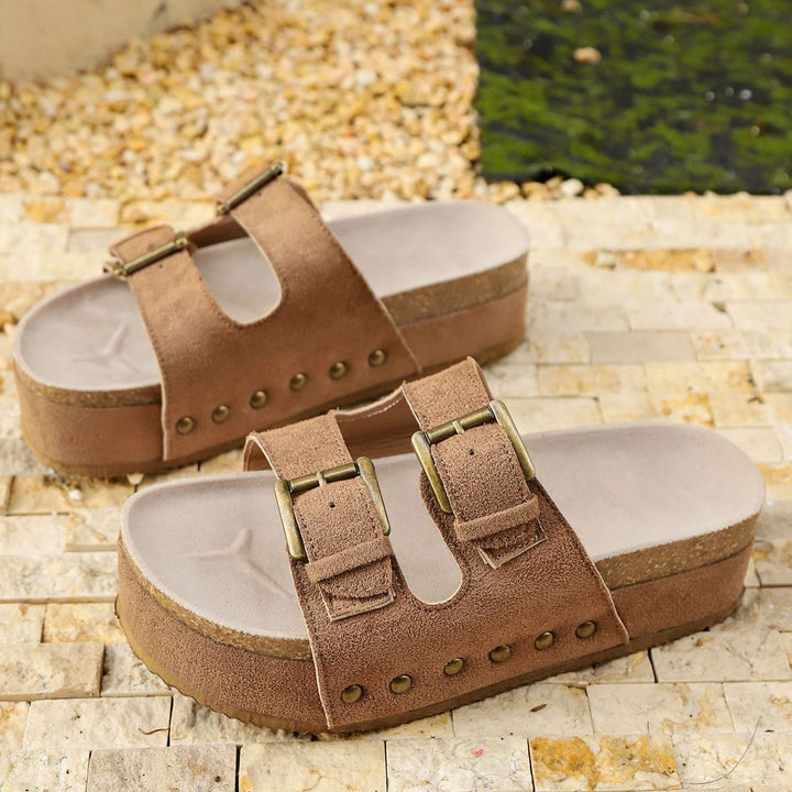 Women's Soft Suede Comfort Sandals –Comfortable Wedge Summer Slippers