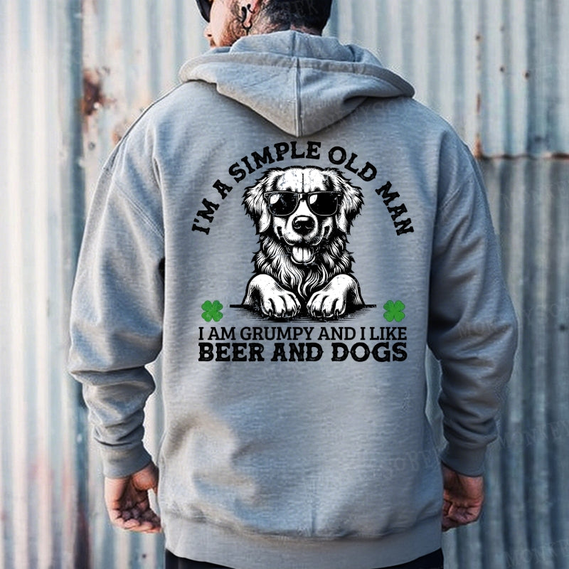 I'm A Simple Old Man I Am Grumpy And I Like Beer And Dogs Hoodies