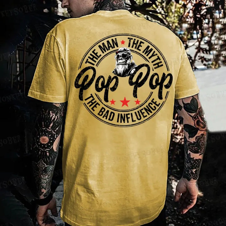 Pop Pop The Man The Myth The Bad Influence Monkey T-shirt