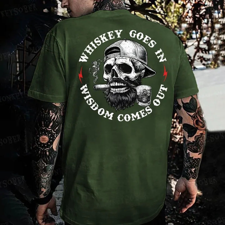Whiskey Goes In Wisdom Comes Out Monkey T-shirt