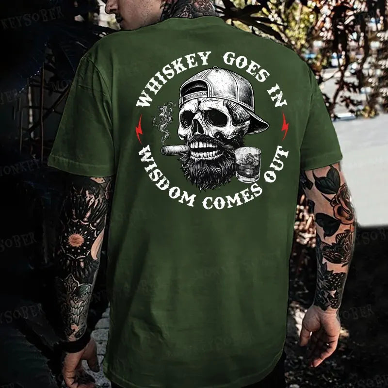 Whiskey Goes In Wisdom Comes Out Monkey T-shirt
