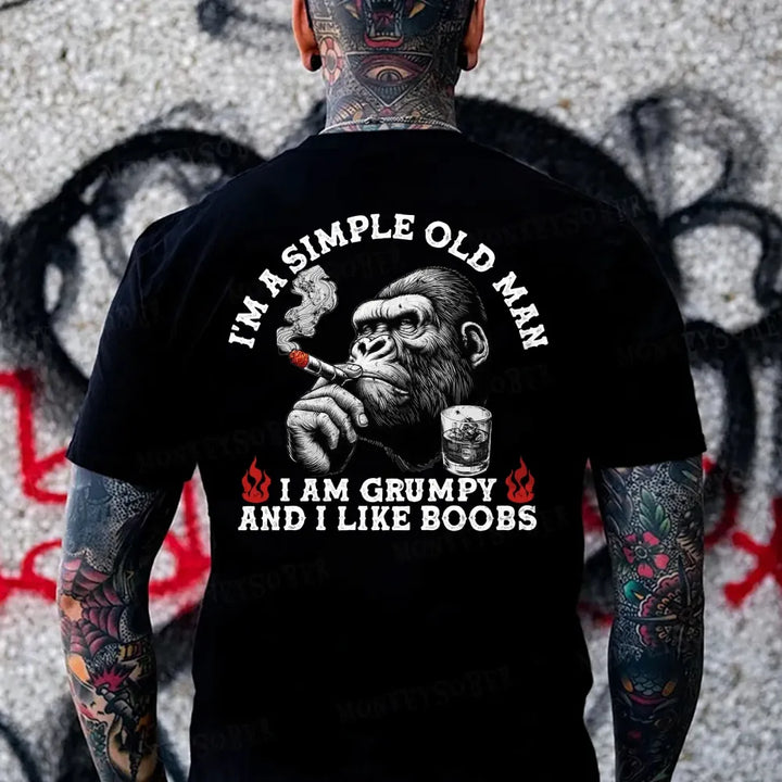 I'm A Simple Old Man I Am Grumpy And I Like Boobs Monkey T-shirt
