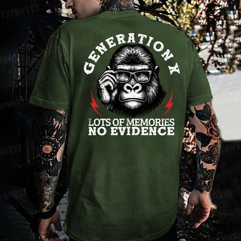 Generation X Lots Of Memories No Evidence Monkey T-shirt