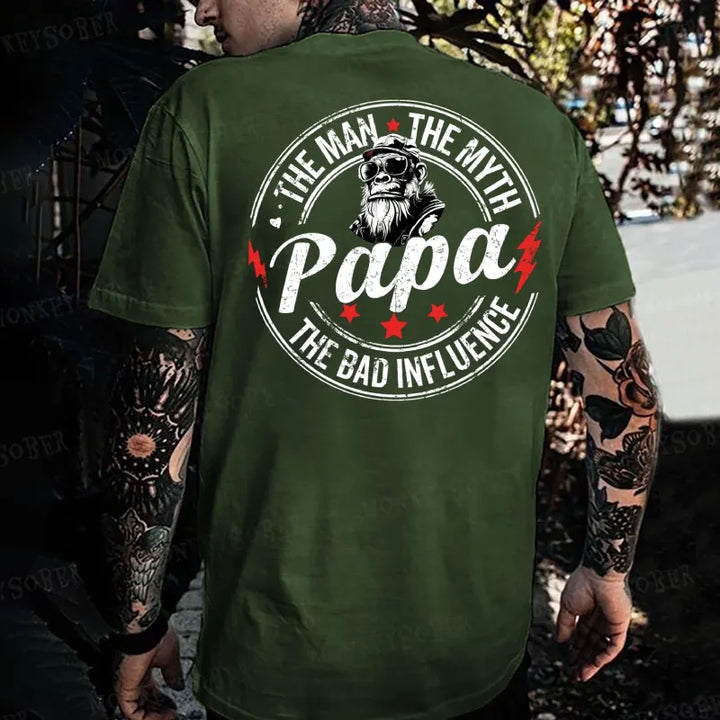 Papa The Man The Myth The Bad Influence Monkey T-shirt