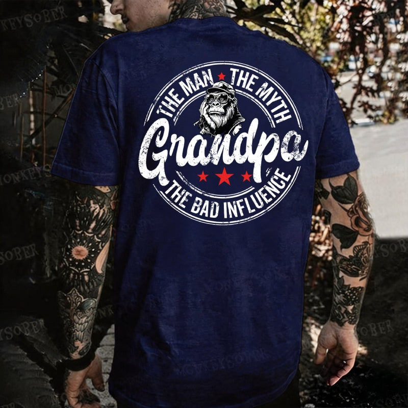 The Man The Myth Grandpa The Bad Influence Monkey T-shirt