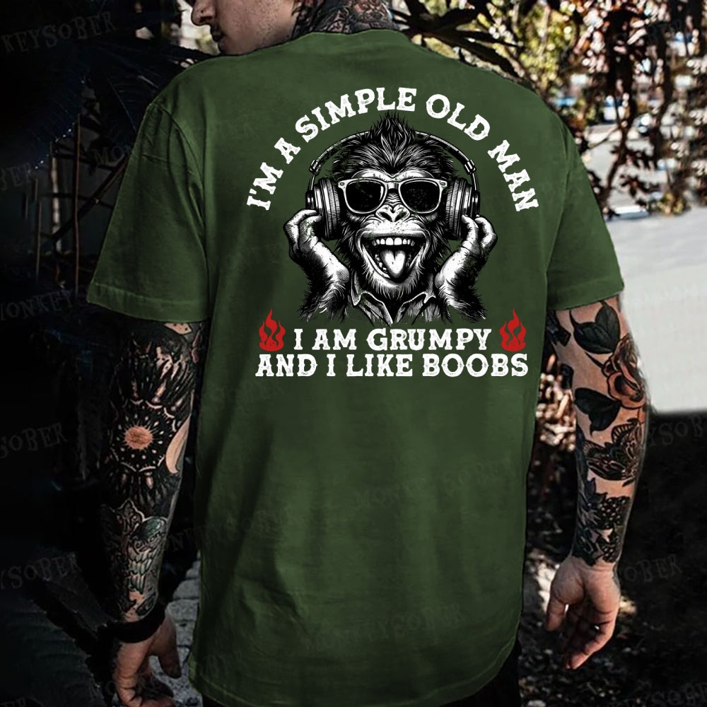 I'm A Simple Old Man I Am Grumpy And I Like Boobs Monkey T-shirt