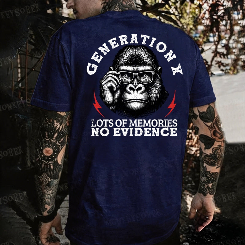 Generation X Lots Of Memories No Evidence Monkey T-shirt