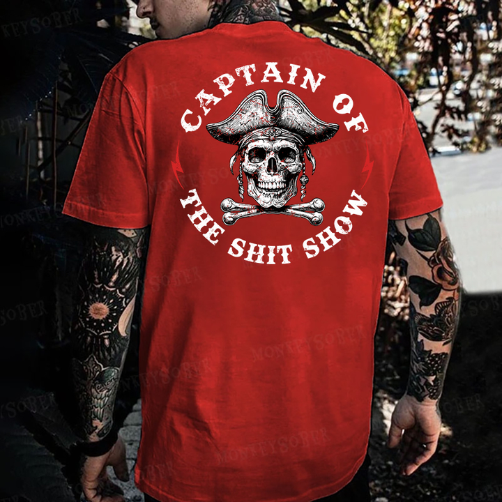 Captain Of The Shit Show Skull Print Men's T-shirt