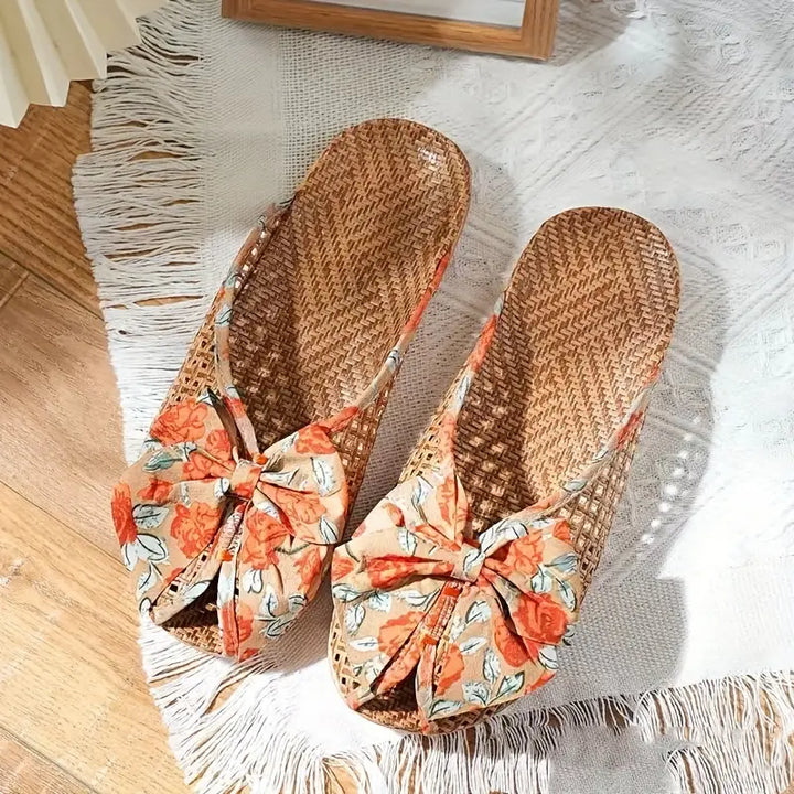 Women's Summer Woven Straw Slide Sandals – Breathable & Lightweight