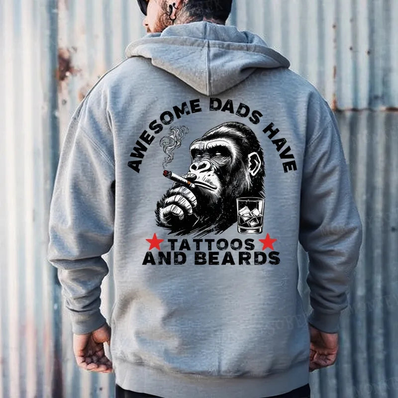 Awesome Dads Have Tattoos And Beards Hoodies