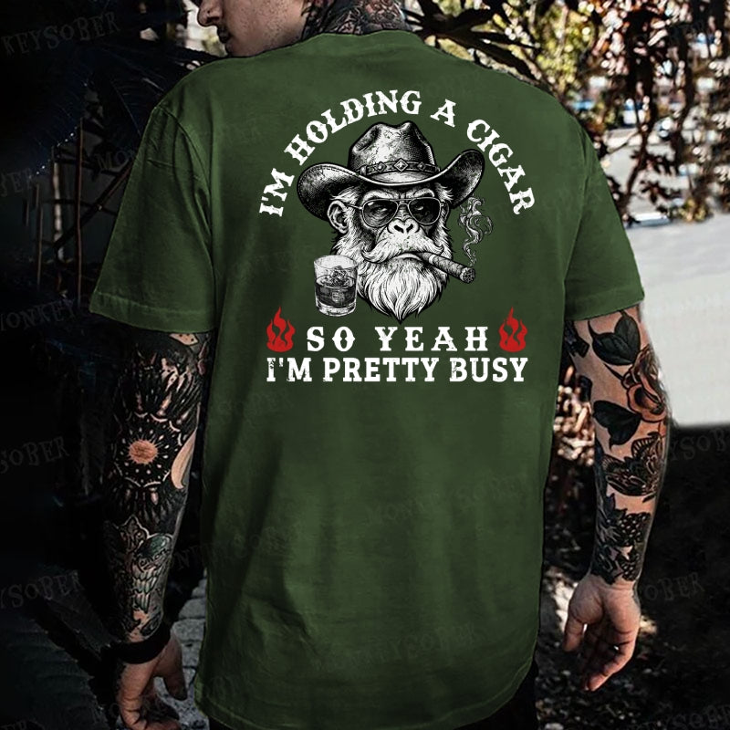 I'm Holding A Beer So Yeah, I'm Pretty Busy  Monkey T-shirt