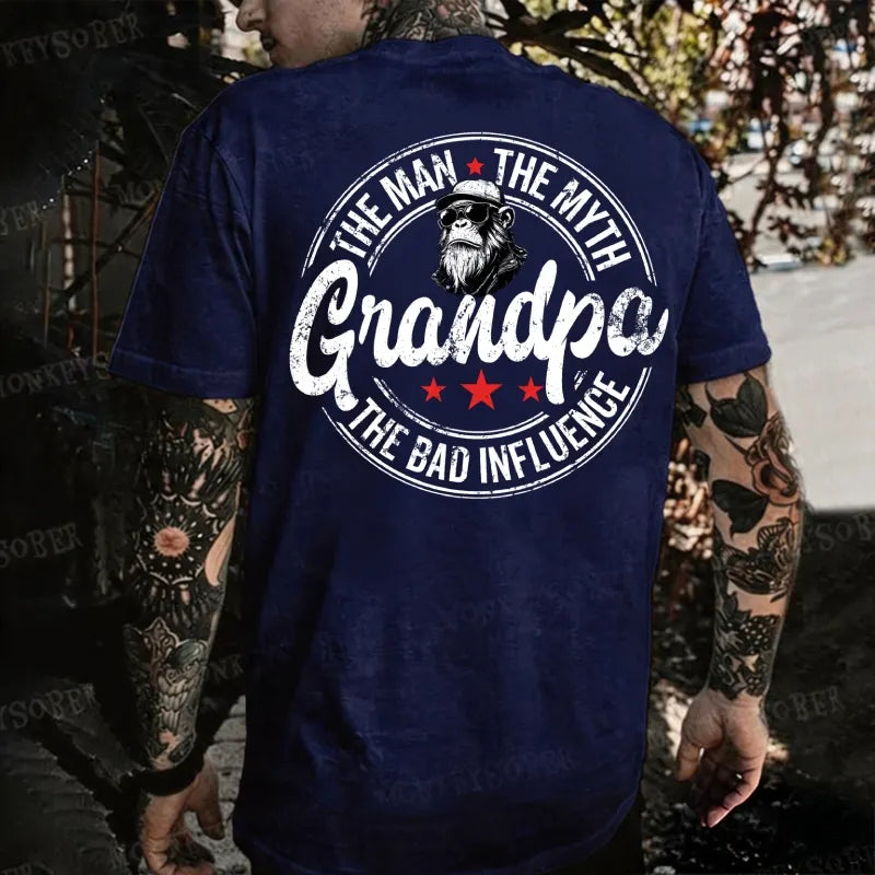 Grandpa The Man The Myth The Bad Influence Monkey T-shirt