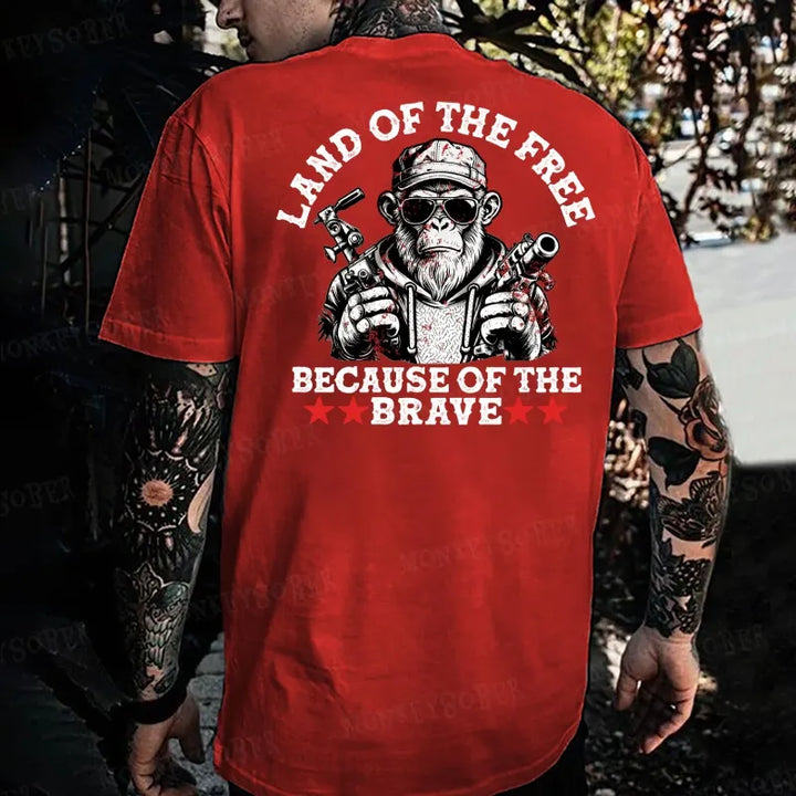 Land Of The Free Because Of The Brave Monkey T-shirt