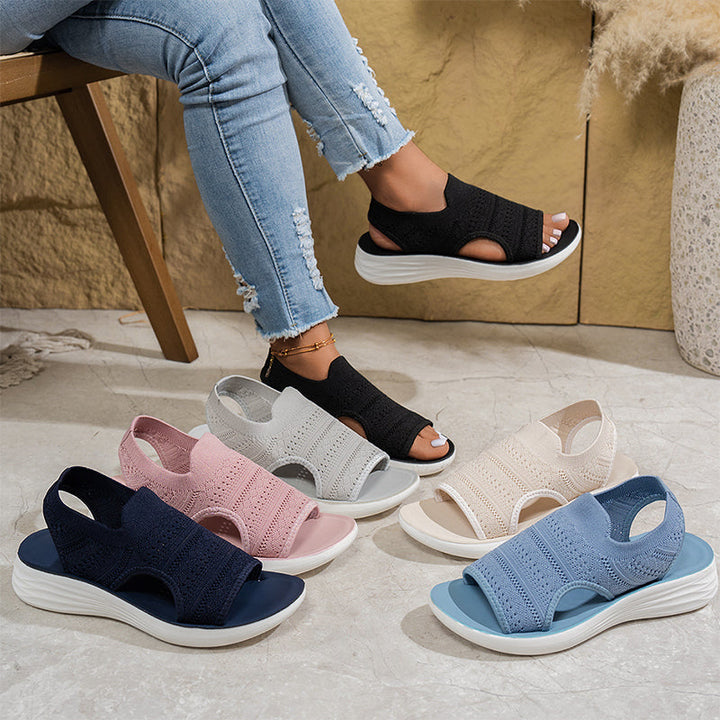 Breathable Knit Platform Sandals