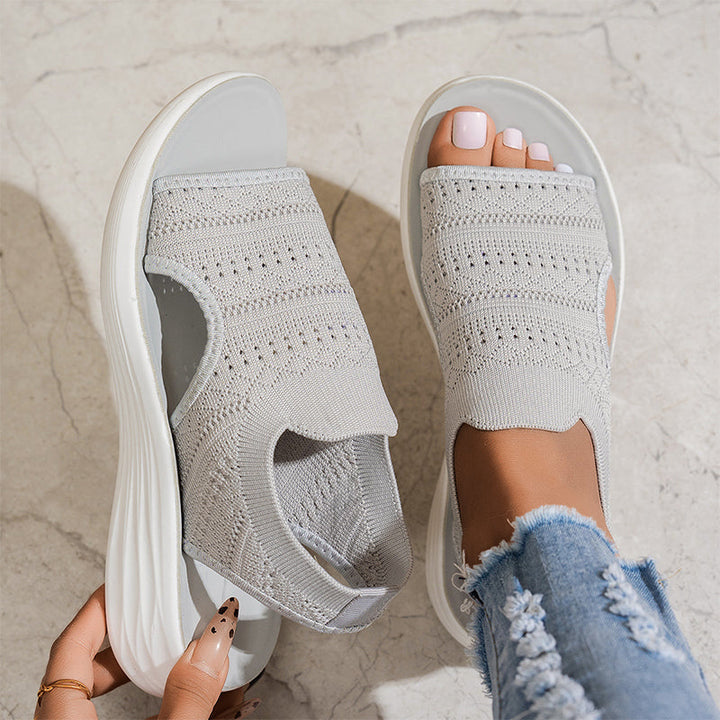 Breathable Knit Platform Sandals
