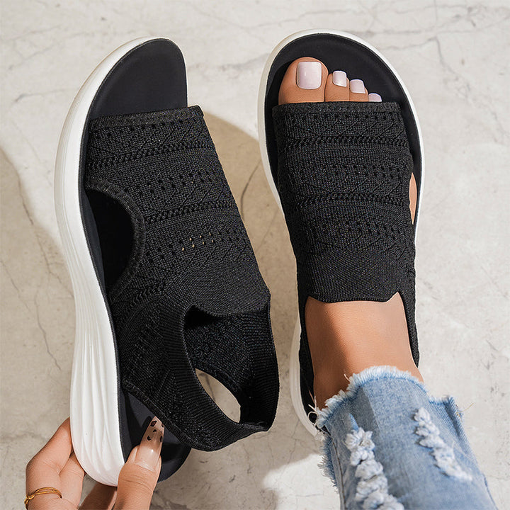 Breathable Knit Platform Sandals