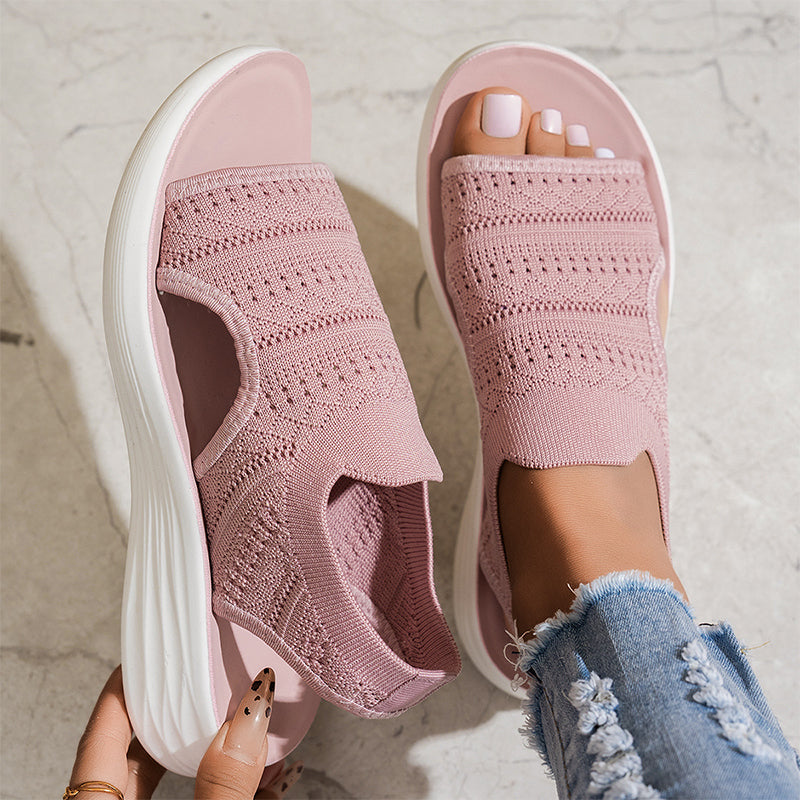 Breathable Knit Platform Sandals