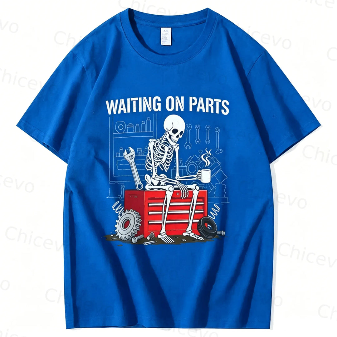 Waiting On Parts Funny Skeleton Auto Mechanic Technician T-Shirt