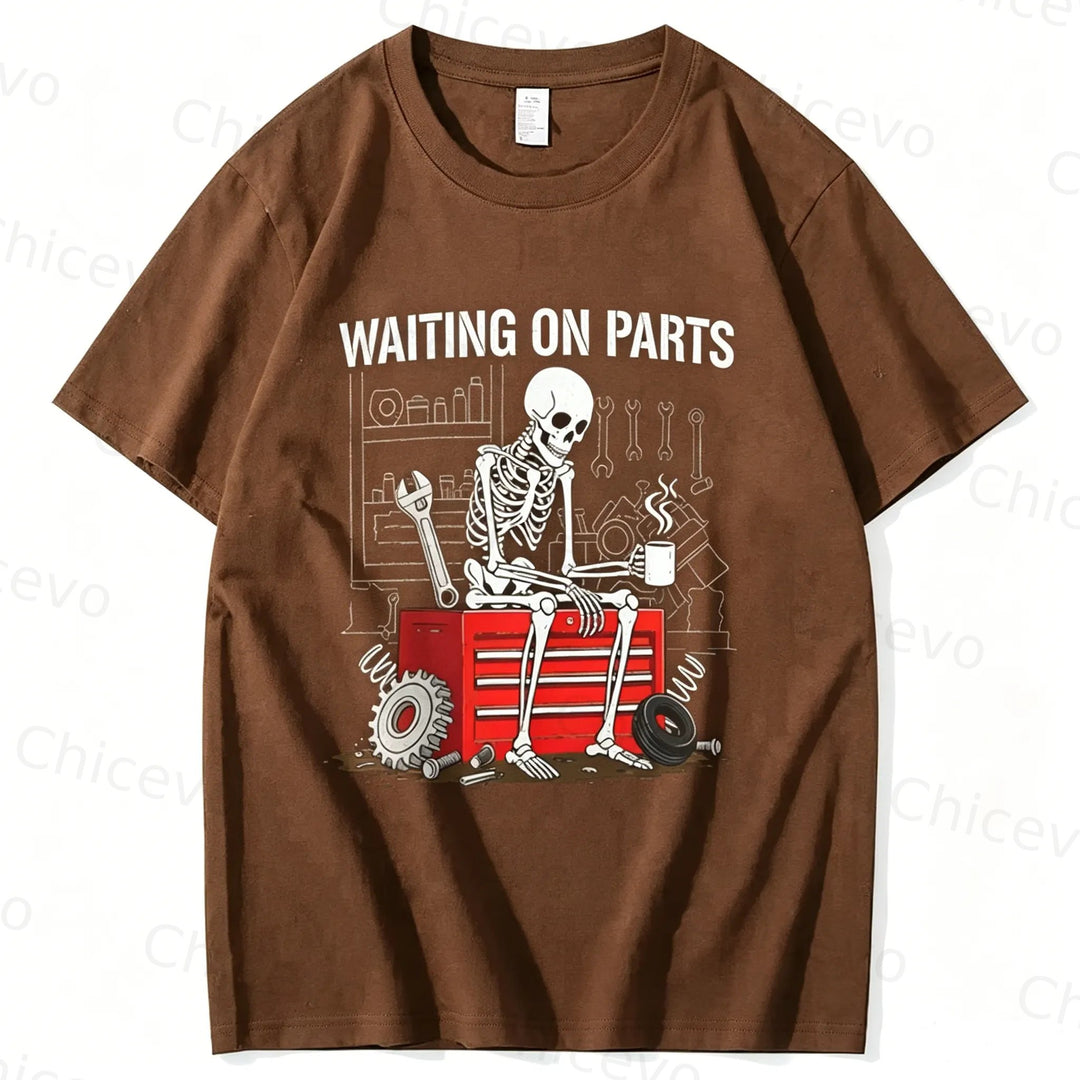 Waiting On Parts Funny Skeleton Auto Mechanic Technician T-Shirt