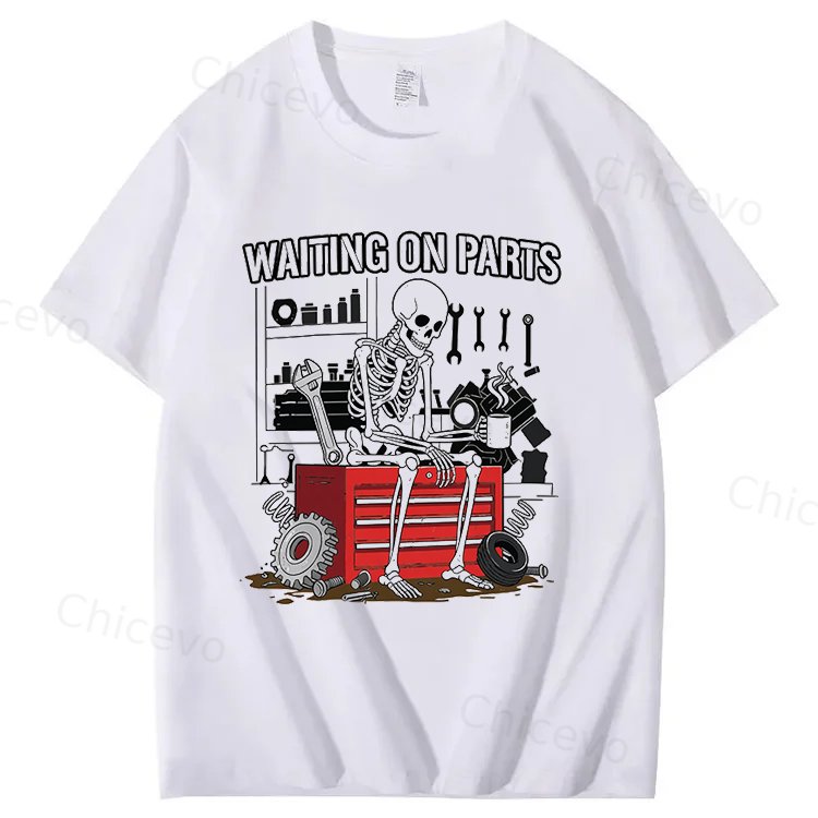 Waiting On Parts Funny Skeleton Auto Mechanic Technician T-Shirt