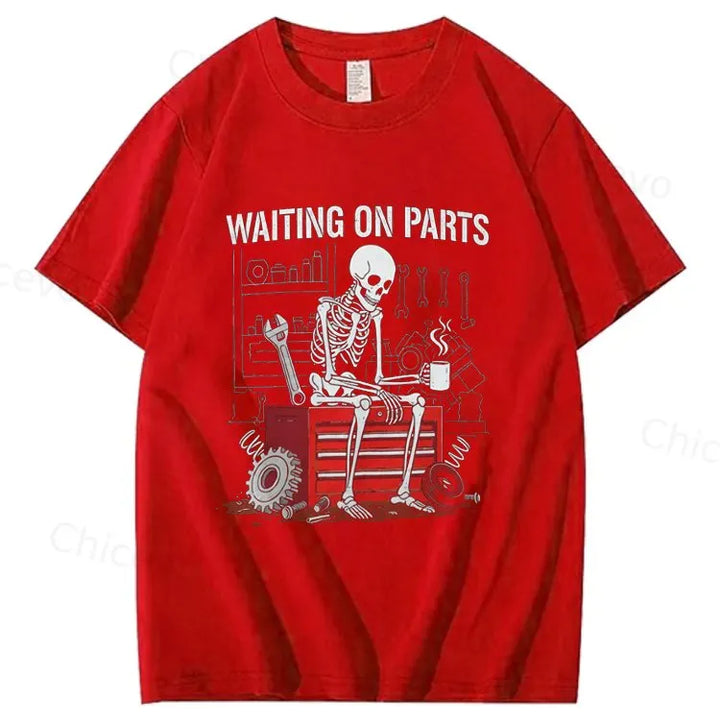 Waiting On Parts Funny Skeleton Auto Mechanic Technician T-Shirt