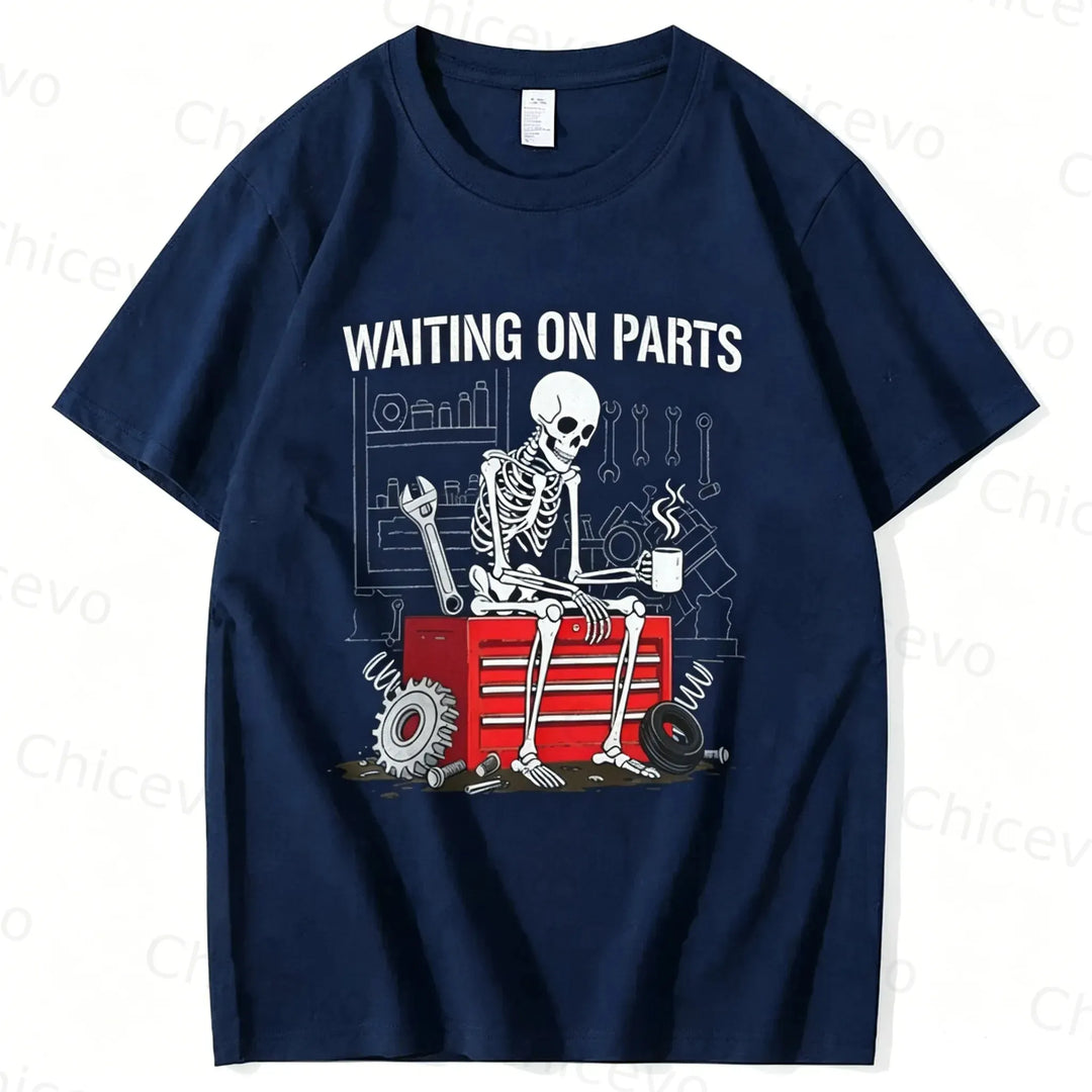 Waiting On Parts Funny Skeleton Auto Mechanic Technician T-Shirt