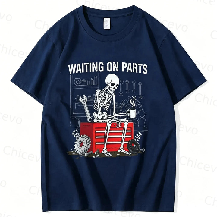 Waiting On Parts Funny Skeleton Auto Mechanic Technician T-Shirt