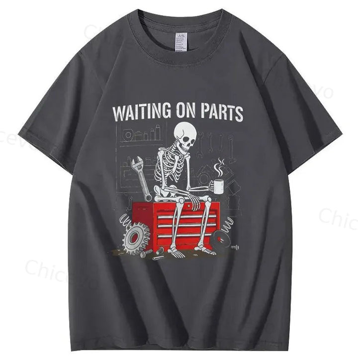 Waiting On Parts Funny Skeleton Auto Mechanic Technician T-Shirt