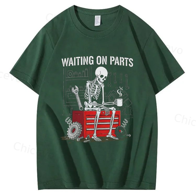 Waiting On Parts Funny Skeleton Auto Mechanic Technician T-Shirt