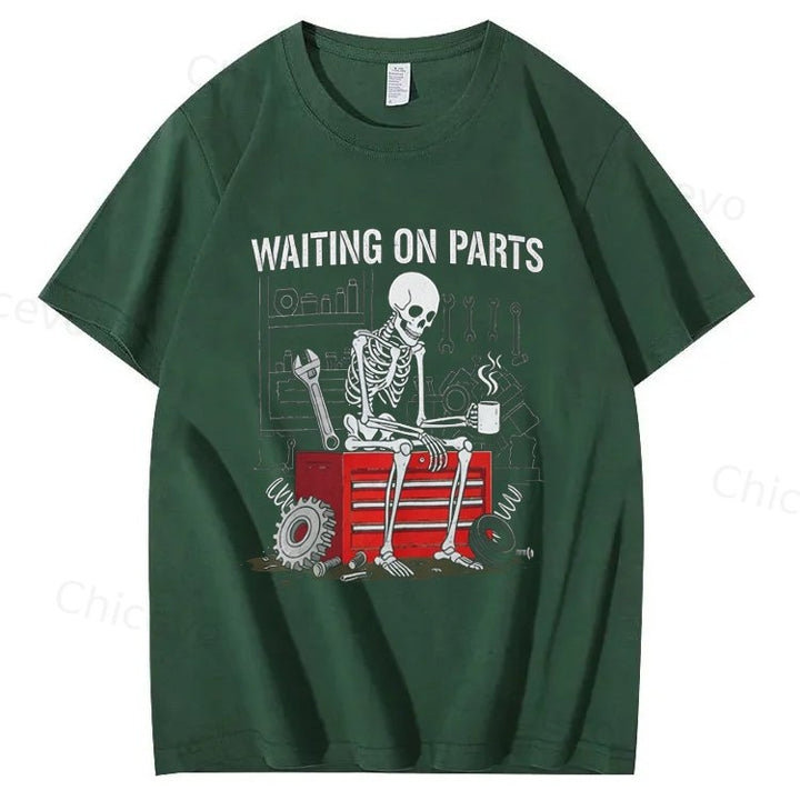 Waiting On Parts Funny Skeleton Auto Mechanic Technician T-Shirt